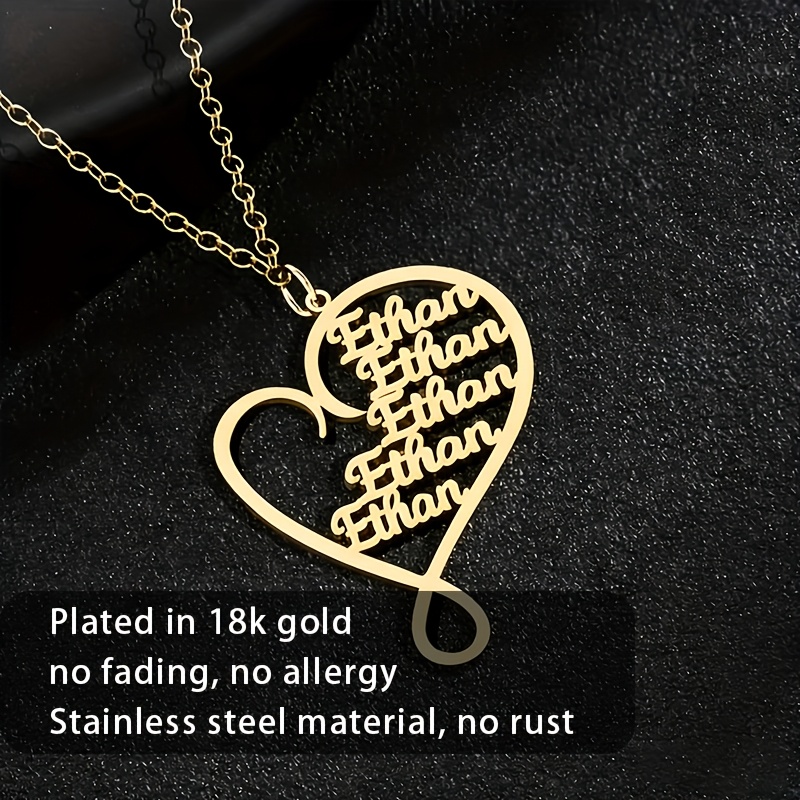Custom Name Heart Pendant Necklace — Unisex Personalized Gift